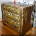 F17. Sarreid Ltd. brass clad side chest with three drawers. 21"h x 24"w x 15"d 